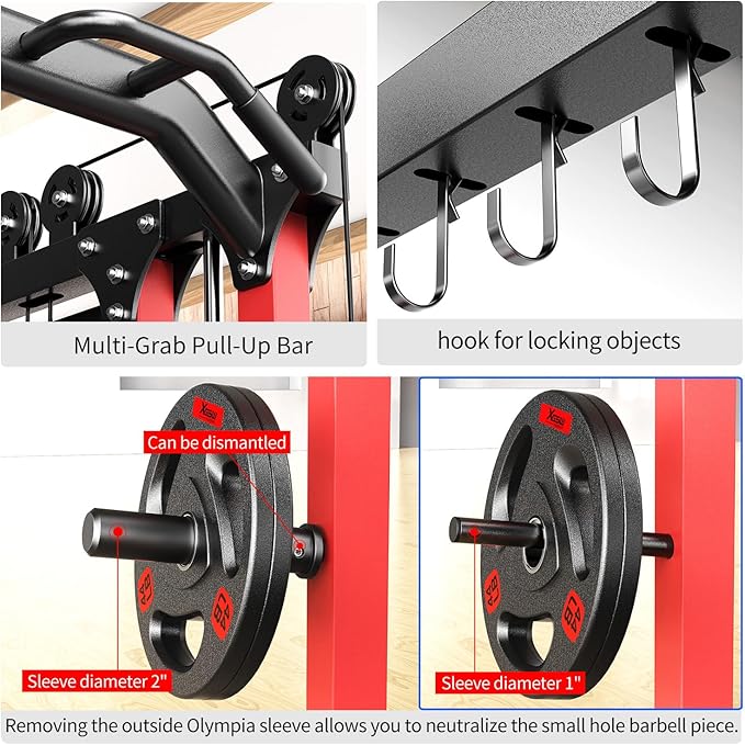 Power Cage,1600lbs Multi-Function Power Rack with Adjustable Cable Crossover System and More Training Attachment, Weight Cage for Home Gym-FlexoryFit