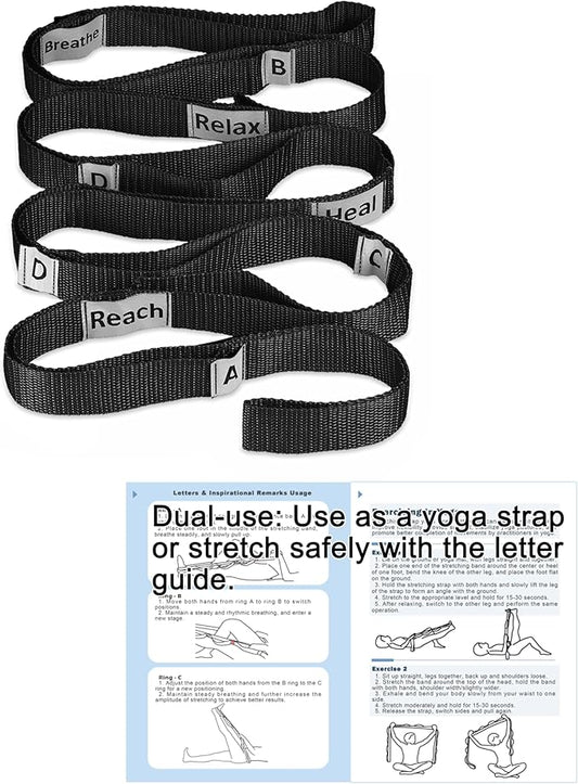Stretching Strap Yoga Strap with 10 Loops, Non-Elastic Stretch Band for Physical Therapy, Flexibility, Exercise, Pilates, Dance & Gymnastics Workout-FlexoryFit