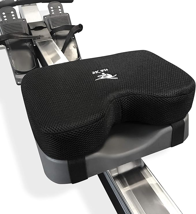 Rowing Machine Seat Cushion (Model 2) for The Concept 2 Rowing Machine with Custom Memory Foam, Washable Cover, and Straps- Concept 2 Rower, Recumbent Stationary Bike, WatterRower Seat Pad-FlexoryFit