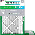 Filterbuy 25x32x1 Air Filter MERV 8 (MPR 700) Dust Defense Replacement (2-Pack), Electrostatic Pleated HVAC AC Furnace Filters, Made in USA (Actual Size: 24.50 x 31.50 x 0.75)