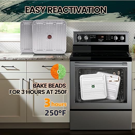 200 Gram 2 Pack Gun Safe Dehumidifier, Reusable Silica Gel Dehumidifier, Indicating Silica Gel Desiccant Canister (Orange to Green)