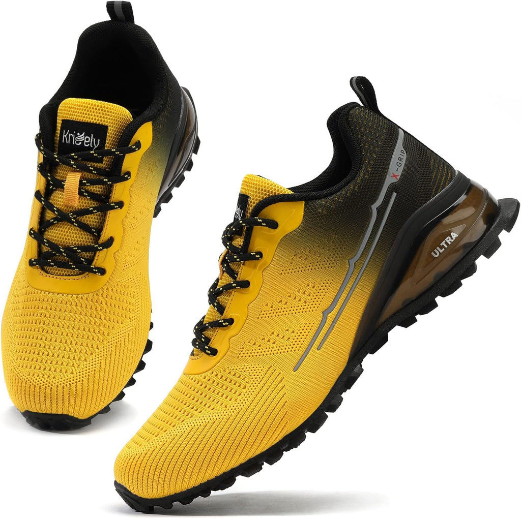 Kricely Men's Trail Running Shoes Fashion Walking Hiking Sneakers for Men Tennis Cross Training Shoe Outdoor Snearker Mens Casual Workout Footwear