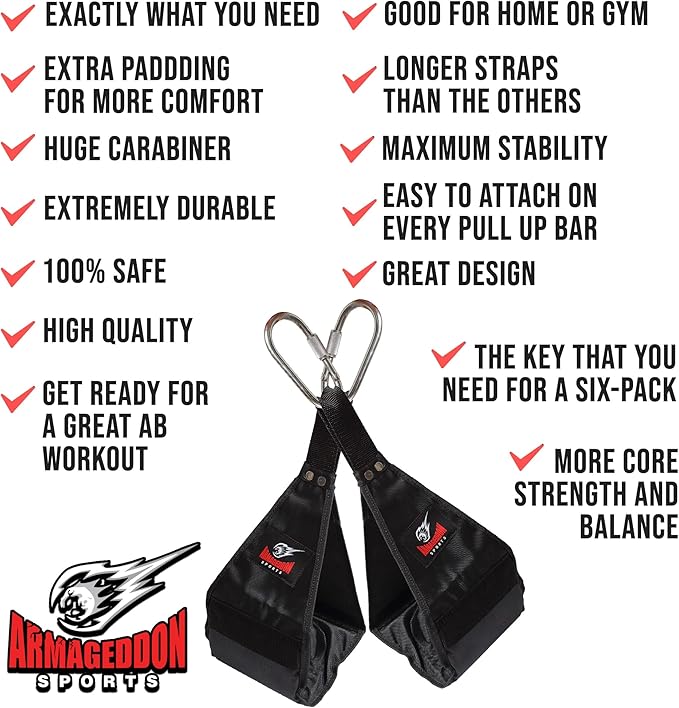 Premium Ab Slings Straps - Rip-Resistant Heavy Duty Pair for Pull Up Bar Hanging Leg Raiser Fitness - Ab Exercise Equipment, Superb Arm Padding for Abdominal Training Workout Equipment-FlexoryFit