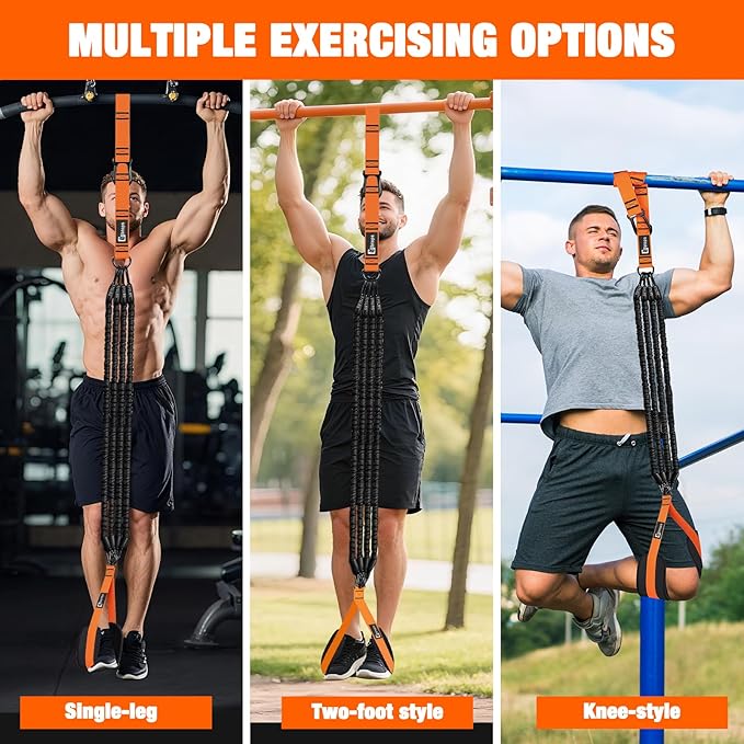 Pull Up Assistance Bands,Up to 300 lbs Assistance,Adjustable Heavy Duty 4 Resistance Bands for Pull up, with Feet/Knee Rest, Handle and Door Anchor for Home Gym Fitness Exercise Strength Training-FlexoryFit