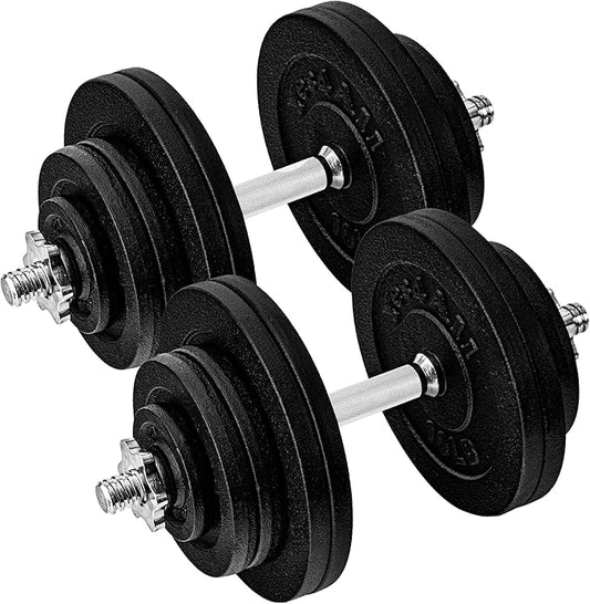 Yes4All Old School Adjustable Dumbbell Set with Weight Plates, Star Lock Collars/Connector, 40lbs to 200lbs Adjustable Weight Plates Set-FlexoryFit