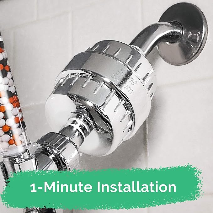 Shower Filter for Hard Water- Original StoneStream Shower Head Filter with Vitamin C and Activated Charcoal to Remove Chlorine, Heavy Metals and More- for Dry Skin and Hair