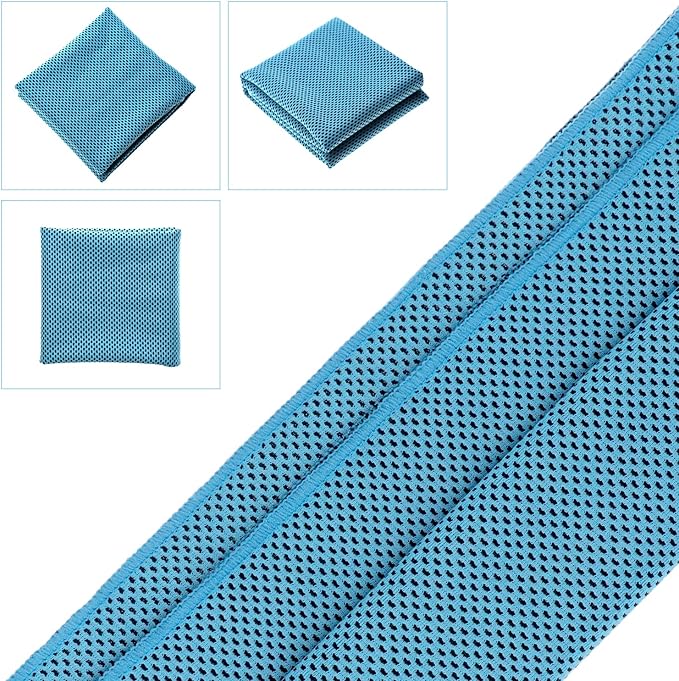 Biange Cooling Towel (Pack of 20, 40"x12") with Pouches for Sports, Workout, Fitness, Gym, Yoga, Golf, Pilates, Travel, Camping & More-FlexoryFit