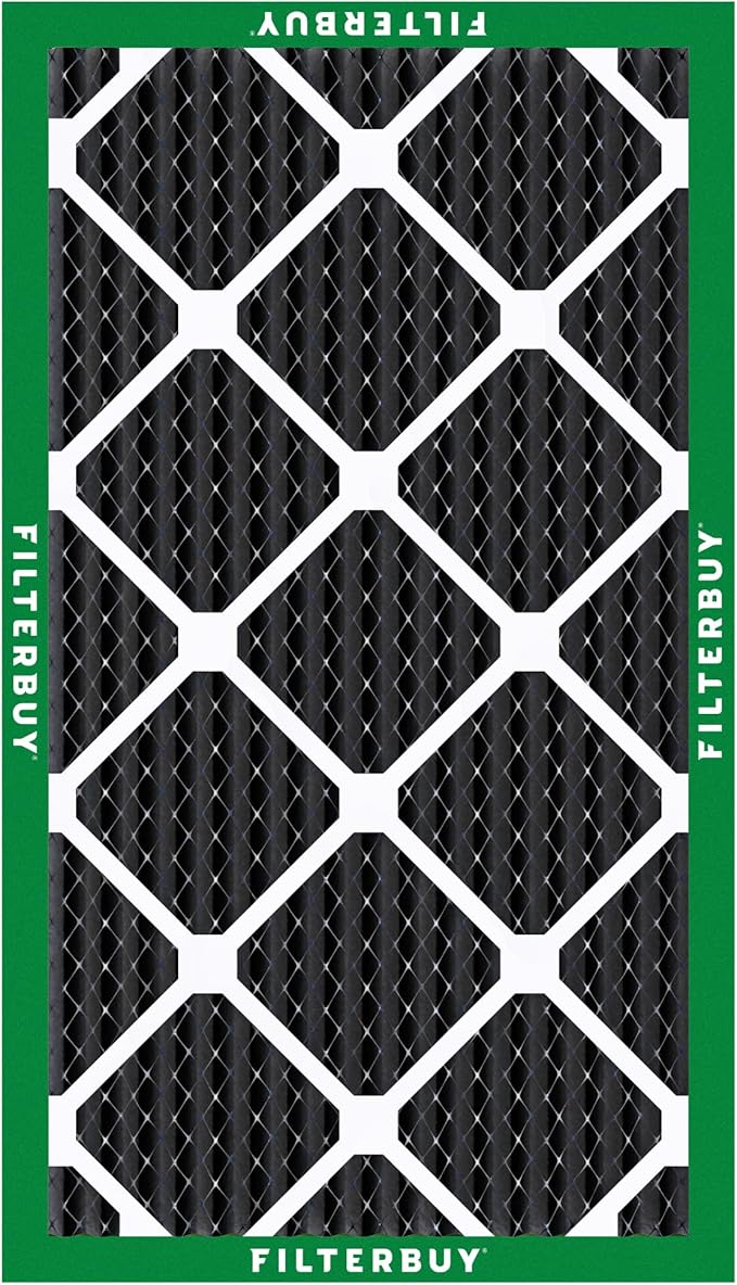 Filterbuy 14x30x1 Air Filter MERV 8 (MPR 700) Odor Eliminator Replacement (4-Pack), Electrostatic Pleated HVAC AC Furnace Filters w/Activated Carbon, Made in USA (Actual Size: 13.88 x 29.88 x 0.75)