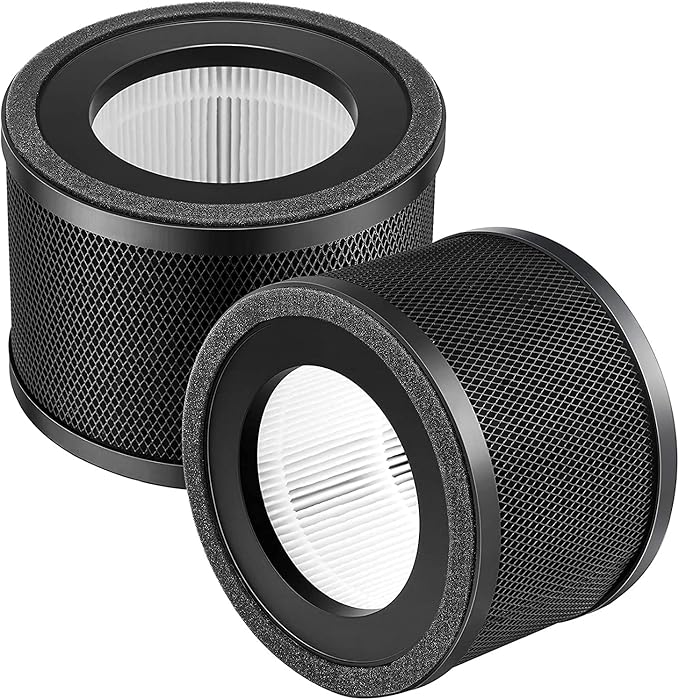 2 Pack HEPA Replacement Filter, Compatible with TaoTronics TT-AP001 and VAVA VA-EE014, 3-in-1 HEPA and Activated Carbon Filter