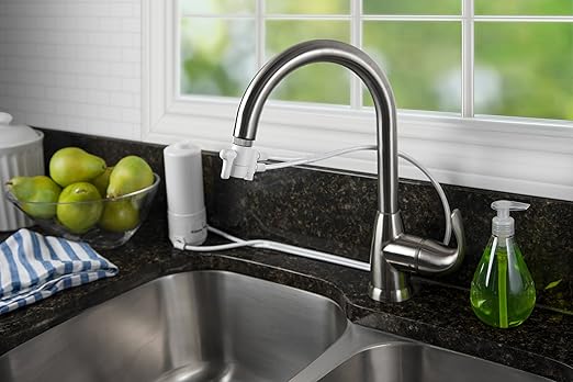 Home Master HM-Mini Countertop Faucet Filter, 1500 Gallon Replaceable Filter, 1 Micron Absolute NSF Certified, Removes Chlorine, Chemicals, VOCs, TTHMs & More, Made in USA