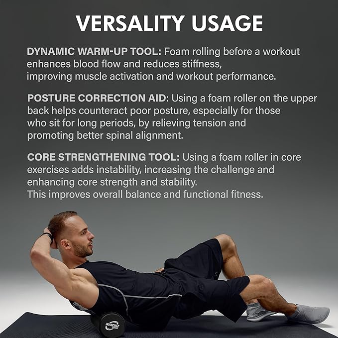 Invincible Fitness EPP Foam Roller for Deep Tissue Massage – Enhance Recovery, Relieve Pain, and Boost Mobility for a Stronger, Healthier You (Black)-FlexoryFit