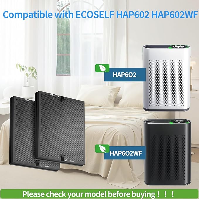 HAP602 Replacement Filter for ECOSELF HAP602 HAP602WF Air Cleaner Purifier, 3-Stage True HEPA H13 Filter Repacement for High-Efficient Filtration（2 Pack）