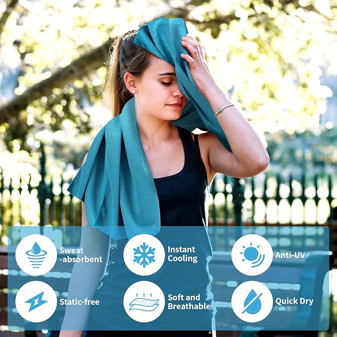 YESLIFE 4 Pack Cooling Towel 40"x12", Gym Towels for Men and Women, Soft Breathable Workout Towels for Yoga, Running, Sport, & More (Grey, Dark Blue, Purple, Blue)-FlexoryFit