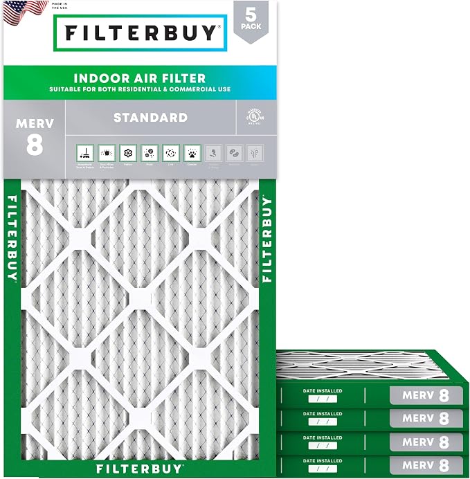 Filterbuy 17x25x1 Air Filter MERV 8 Essential Dust & Allergy Defense, by Filterbuy
