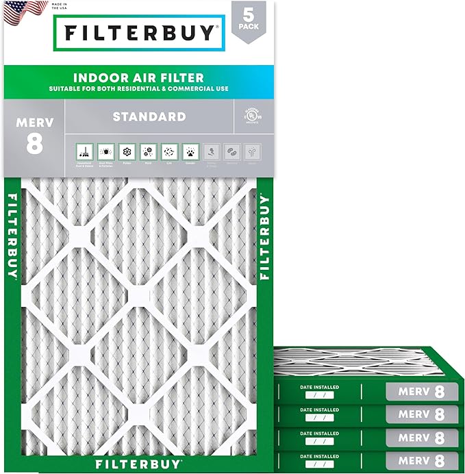 Filterbuy 15x30x1 Air Filter MERV 8 Essential Dust & Allergy Defense, by Filterbuy