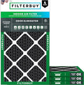 Filterbuy 16x24x1 Air Filter MERV 8 (MPR 700) Odor Eliminator Replacement (4-Pack), Electrostatic Pleated HVAC AC Furnace Filters w/Activated Carbon, Made in USA (Actual Size: 15.38 x 23.38 x 0.75)