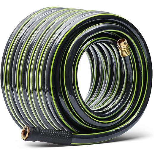 Worth Leader Long Garden Hose 5/8 in. x 75 ft. -No Kink, Flexible, Leakproof, Male to Female Fittings -Heavy Duty Durable PVC Lightweight Water Pipe with Brass Aluminum Ends for Household & Yard Use