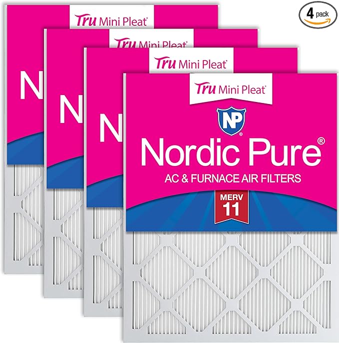 Nordic Pure 24x30x1 (Actual Size: 23 1/2 x 29 1/2 x 3/4) Tru Mini Pleat MERV 11 AC Furnace Air Filters – 2.5X More Media for Extended Durability & Superior Filtration - 4 Pack
