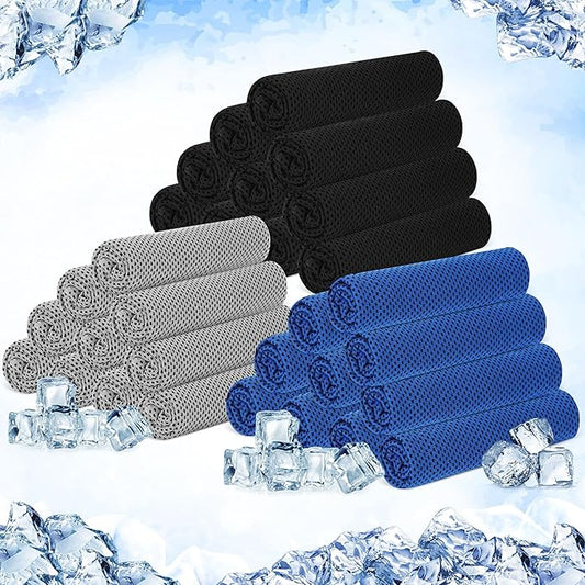 Hosuly 30 Pack Cooling Towels, 40"x12" Ice Breathable Soft Chilly Sweat Rag Microfiber Workout Rags for Gym Cooling Towels for Neck and Face for Yoga Golf Sport Running-FlexoryFit