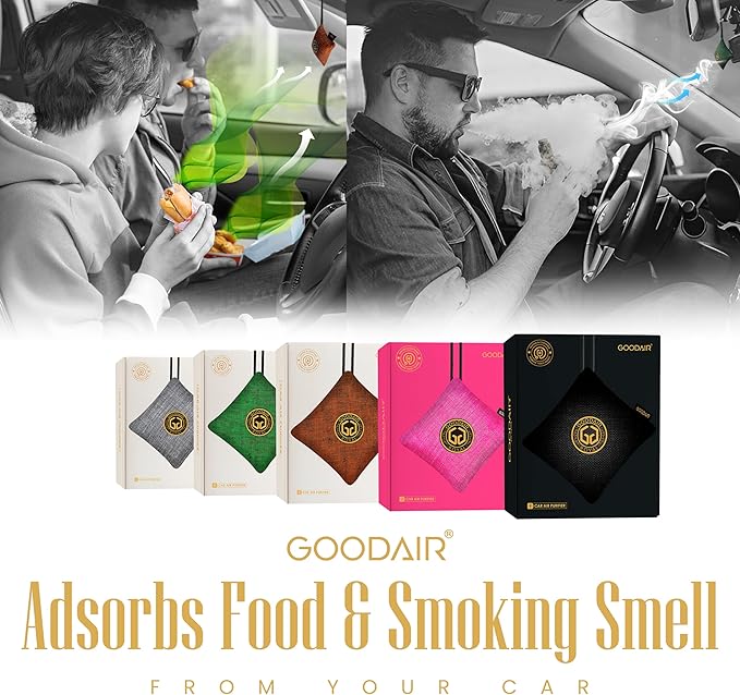 GOODAIR HEPA Car Air Purifier Bag & Pouch | 75g Activated Carbon Filter, Absorb Toxic Gases, 2.0 Premium Certified Air Purifier, Suitable for All Cars, 24/7 Air Purification - Forest Green