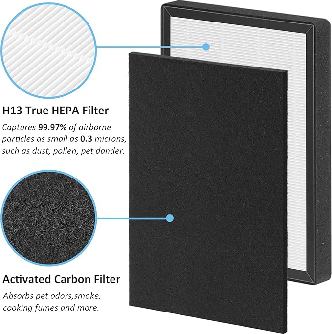 ProHEPA 9000 True HEPA Replacement Filters Compatible with VEVA ProHEPA 9000 Puri-fiers, 4 pack H13 True HEPA Filters & 4 Activated Carbon Pre-Filters
