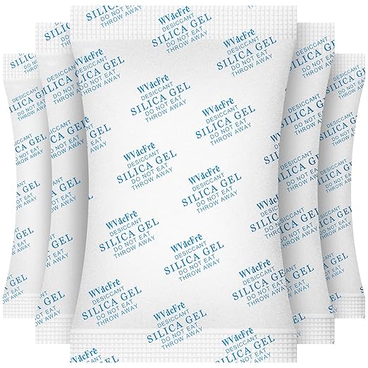 50 Gram(20Packs) Food Grade Moisture Absorber Silica Gel Desiccant Packets for Storage,Desiccant Beads Silica Gel Packs for Moisture Control