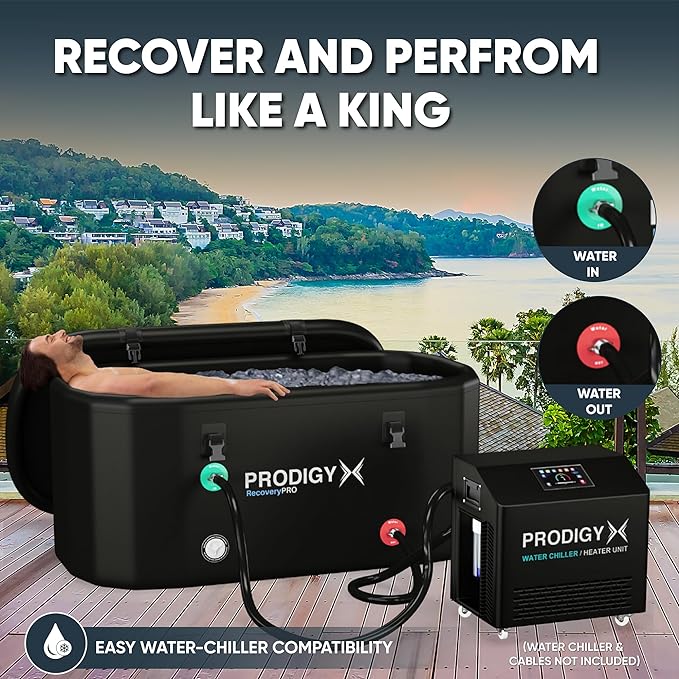 PRODIGYX Ice Bath Tub [XXL UPGRADED] For Athletes - Water Chiller Compatible - Cold Plunge - Outdoor, Portable, Inflatable - RecoveryPRO