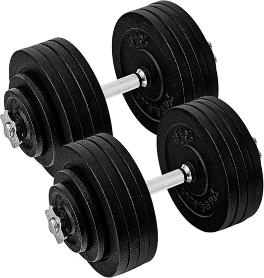 Yes4All Old School Adjustable Dumbbell Set with Weight Plates, Star Lock Collars/Connector, 40lbs to 200lbs Adjustable Weight Plates Set-FlexoryFit