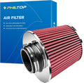 PHILTOP Universal Clamp-On Air Intake Filter, Premium, Washable, Replacement Air Filter: High Flow Air Filter 2.5" 63.5 mm Inlet, Shape: Round Tapered