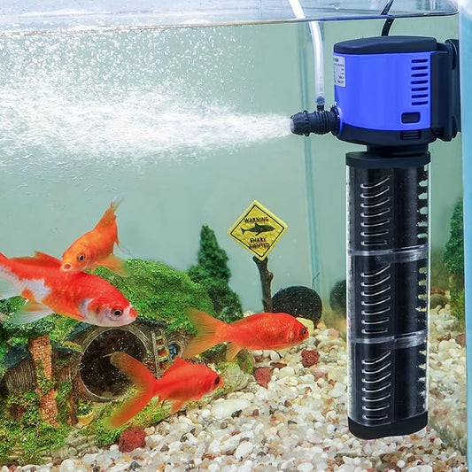 TARARIUM Aquarium Filter 400GPH for 55-200 Gallon Fish Tank, Biochemical Quiet Submersible Internal Powerful Pump Air Supply, Wave Maker 4 in 1, Small Ponds, Saltwater & Freshwater Crystal Clear