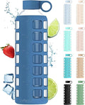 purifyou 40oz / 32oz / 22oz / 12oz Borosilicate Glass Water Bottle with Time & Volume Markers, Silicone Sleeve, Stainless Steel Lid | Reusable Glass Bottle for Water & Juice (40oz Chinese Porcelain)