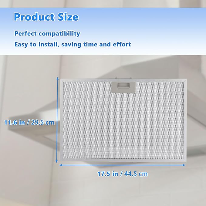 2Pcs WB02X11012 Range Hood Grease Filter 17.5 x 11.6 x 0.35 inches Compatible with GE Range Hood JV565H1BB JV566H1SS JV665H1BB JV666H1SS