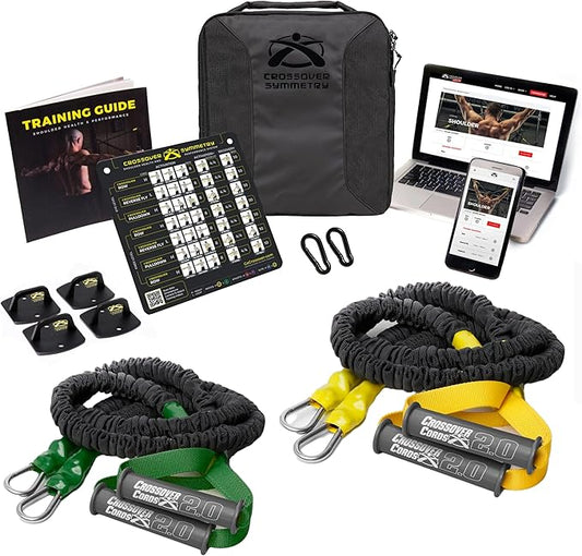 Crossover Symmetry Shoulder System Includes Two Sets of Resistance Bands Attachments Training Guide Exercise Chart Online Workouts for Home Fitness Rehab Rotator Cuff Exercises-FlexoryFit