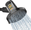SR SUN RISE Filtered Shower Head with Filters- High Pressure Rain Shower Head,with 20-Stage shower Filter,6 Spray Modes for Hard Water Softener, Remove Chlorine & Heavy Metals (Black,5.5 Inch Round)