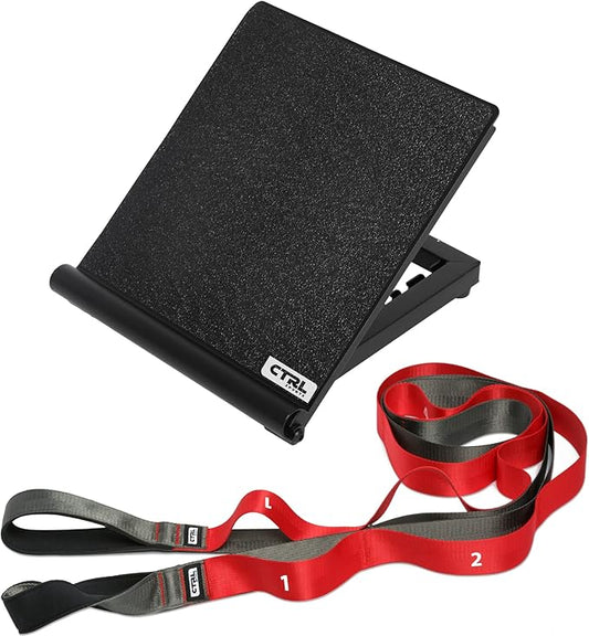Stretching Strap with Loops - Non Elastic Stretch Band for Physical Therapy, Yoga Strap for Stretching Equipment, Stretch Bands for Exercise and Flexibility - Fascia, Hamstring & Leg Stretcher Belt-FlexoryFit