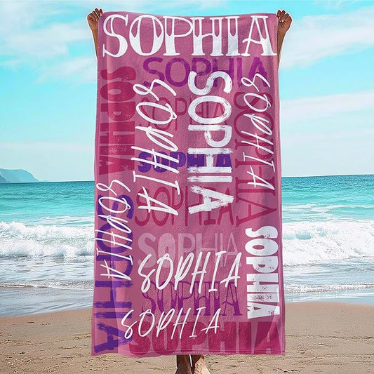 JML Personalized Beach Towel with Name, Custom Beach Towel with Name, Customized Microfiber Pool Towel, Quick Dry & Absorbent Swim Towel for Adult,Anniversary, Birthday, Summer Holiday,Vacation-FlexoryFit