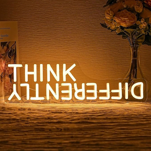 Think Differently Neon Sign for Wall Decor Letter Neon Light Classroom LED Neon Signs Classroom LED Neon Light for Classroom Office Study Room Library Bedroom Decoration