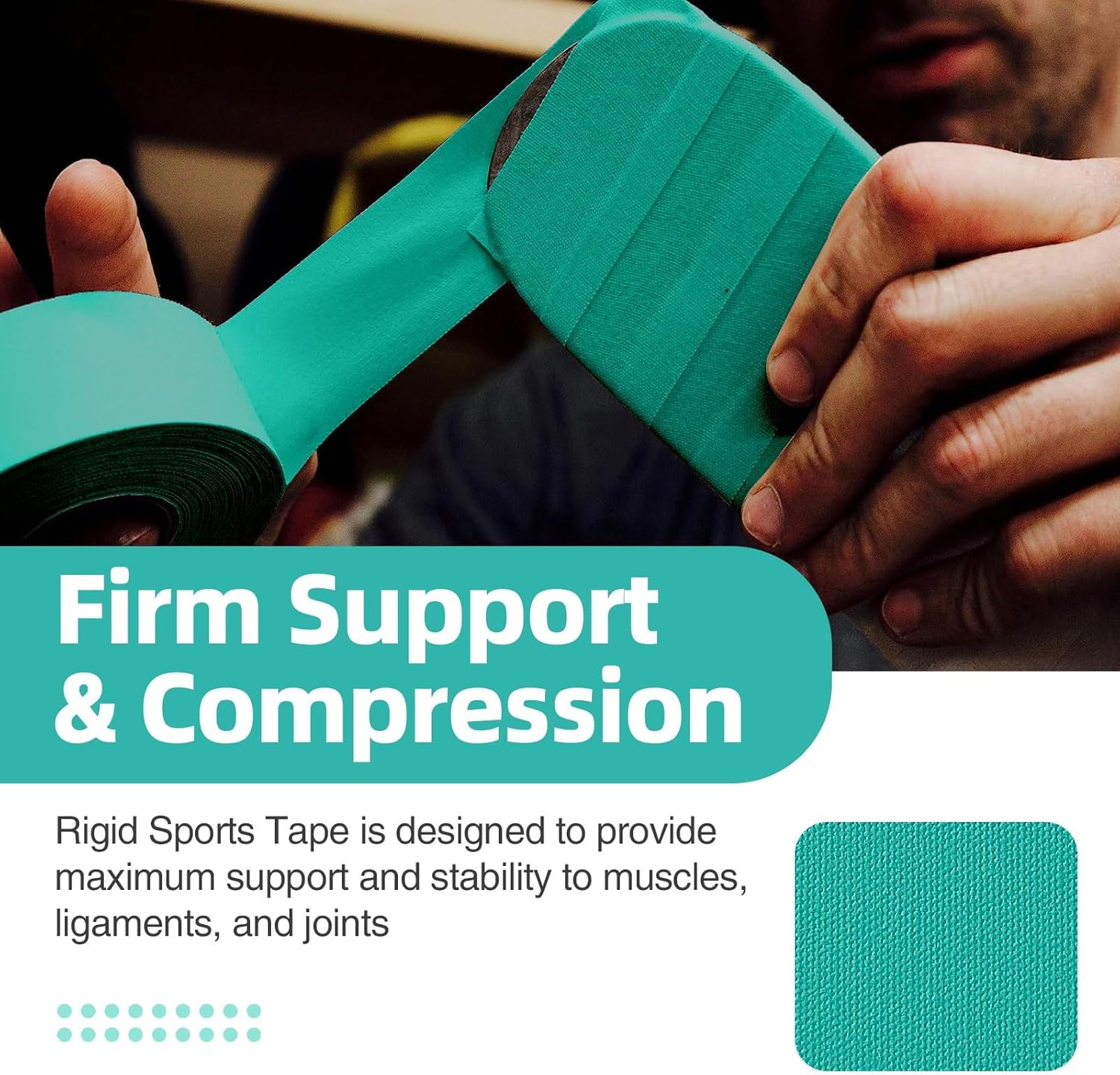 OK TAPE 4 Rolls Athletic Tape, Sports Tape for Injuries, Rigid, Easy Tear Medical Tape, Wrist Tape, No Sticky Residue | Secure Ankle, Finger, Knee- 1.5inch x 15yards (Teal Blue)