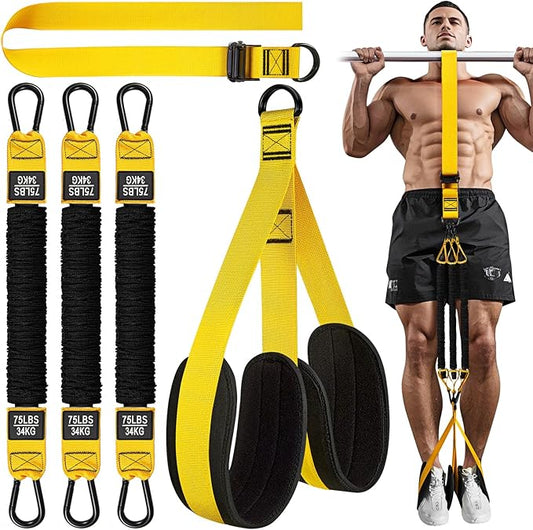 HPYGN Pull Up Assistance Bands, Heavy Duty Resistance Band for Pull Up Bar, Adjustable Weight/Size with Fabric Feet/Knee Rest, Bands for Pull Up Assist for Strength Training, Pull Up Assist Band-FlexoryFit
