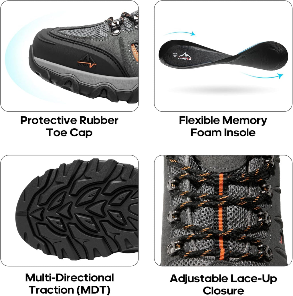 NORTIV 8 Men's Waterproof Hiking Shoes Leather Low-Top Hiking Shoes for Outdoor Trailing Trekking Camping Walking Quest