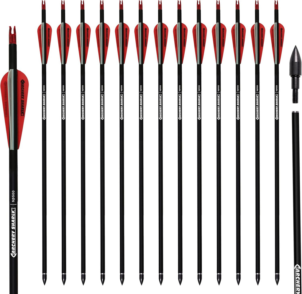 30Inch Carbon Hunting Arrow Targeting Practice Arrows with Removable Tips and Adjustable Nocks for Compound & Recurve Bow (Pack of 12)