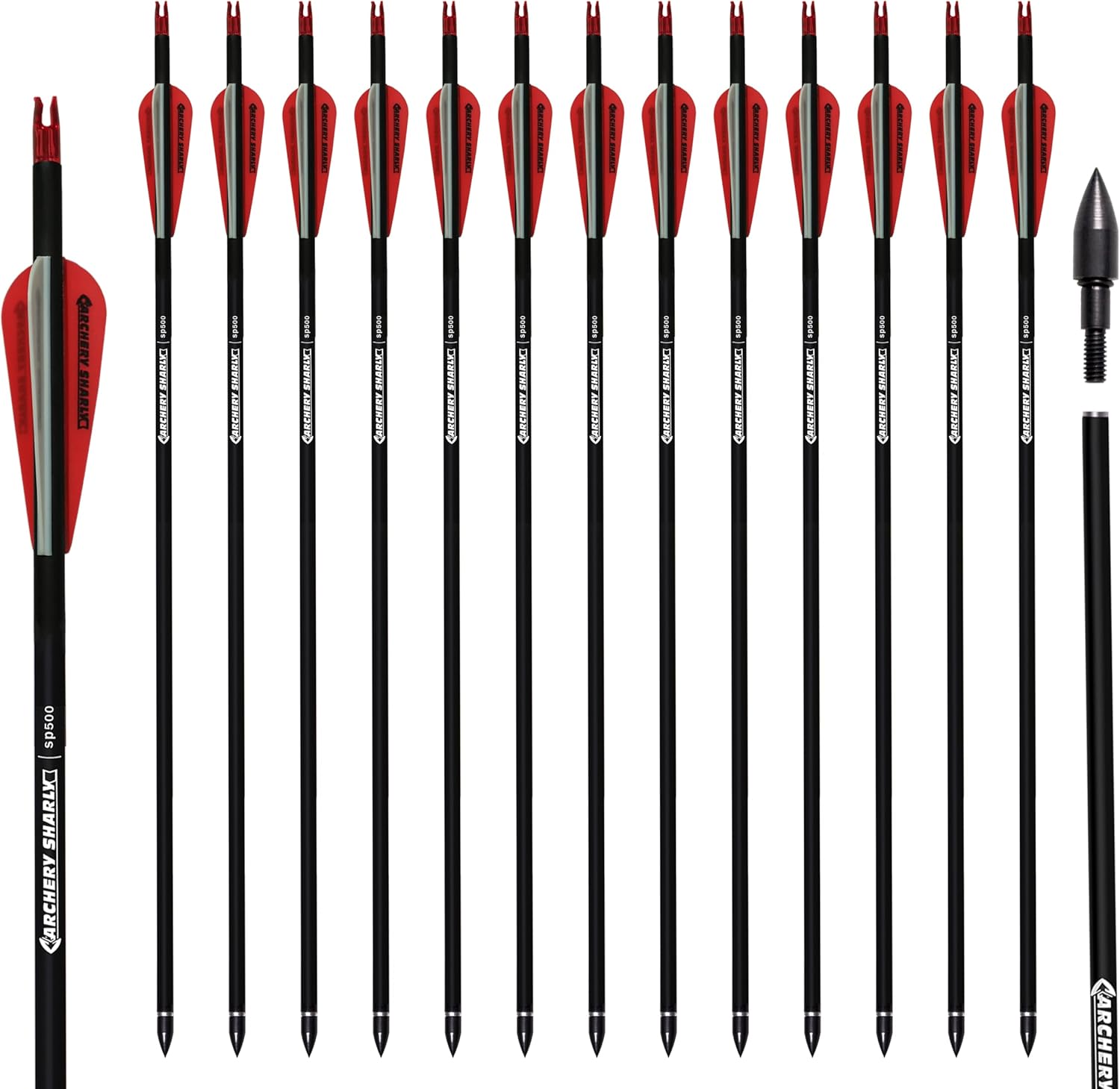 30Inch Carbon Hunting Arrow Targeting Practice Arrows with Removable Tips and Adjustable Nocks for Compound & Recurve Bow (Pack of 12)