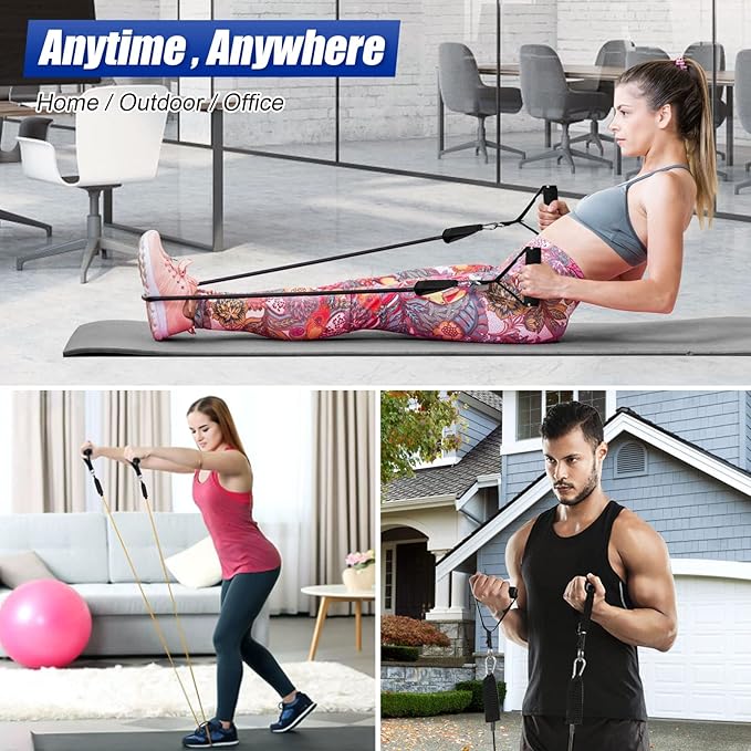 Resistance Bands Set, Himaly Exercise Bands Strength Training Fitness Bands Workout Elastic Bands with Legs Ankle Straps, Door Anchor, Handles & Carry Bag for Home Outdoor Workouts-FlexoryFit