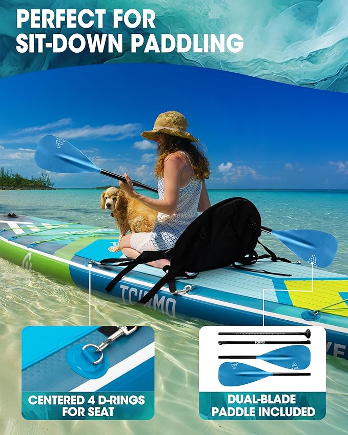 Inflatable Stand Up Paddle Board for Adults with Seam Welded Technology, 10'6''x33''x6'', Durable SUP with Dual-Blade Paddle and Complete Accessories, 390 lbs Capacity, Beginner-Friendly
