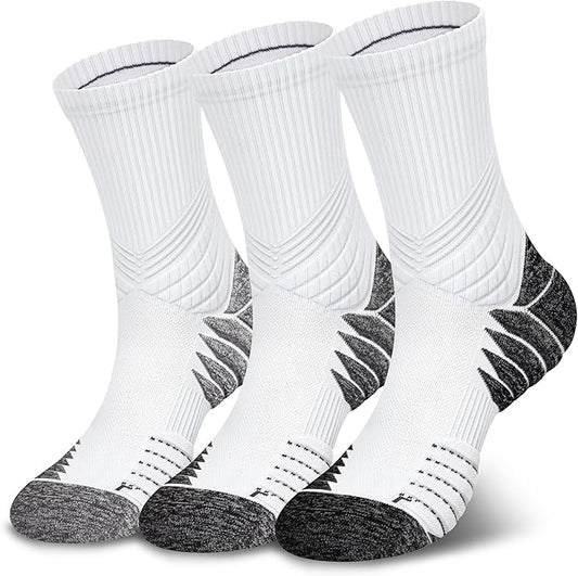 Hylaea Compression Running Socks for men, Coolmax Anti-Blister Cushion Crew Socks for Athletic, Moisture Wicking & Seamless-FlexoryFit