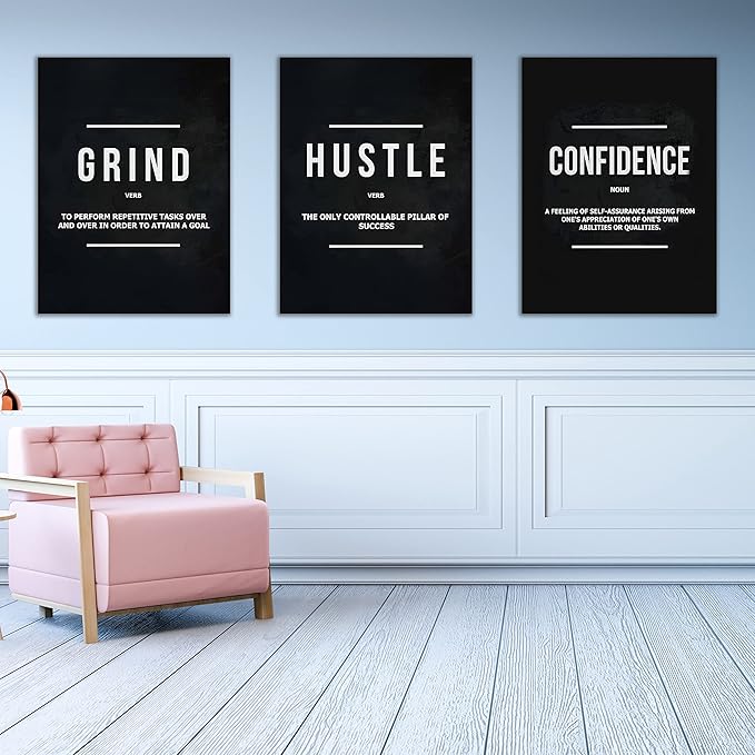 Yetaryy Motivational Poster Inspirational Wall Art 3 Pieces Canvas Painting Lion Artwork for Living Room Office Modern Home Decor Prints Pictures Wall Decor Framed Ready to Hang [48''Wx 24''H]-FlexoryFit