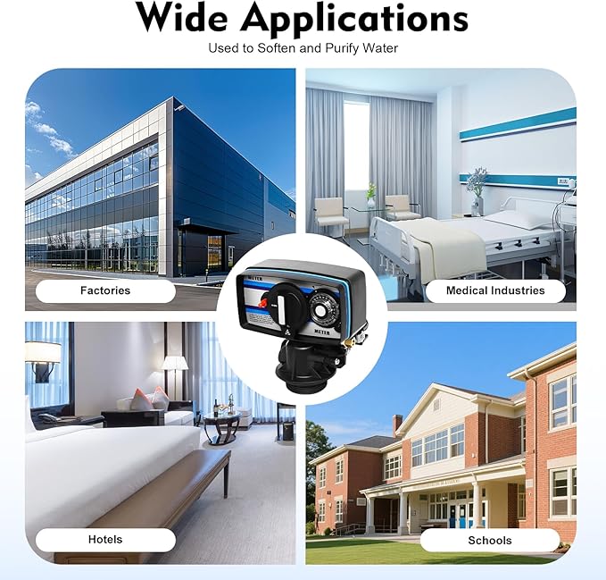 Water Softener Control Valve, 5600SM Flow Type Softening Water Softener Timer Filter Control Head Valve, 110V Automatic Digital Control Valve for Water Filter Softener Resin Tank