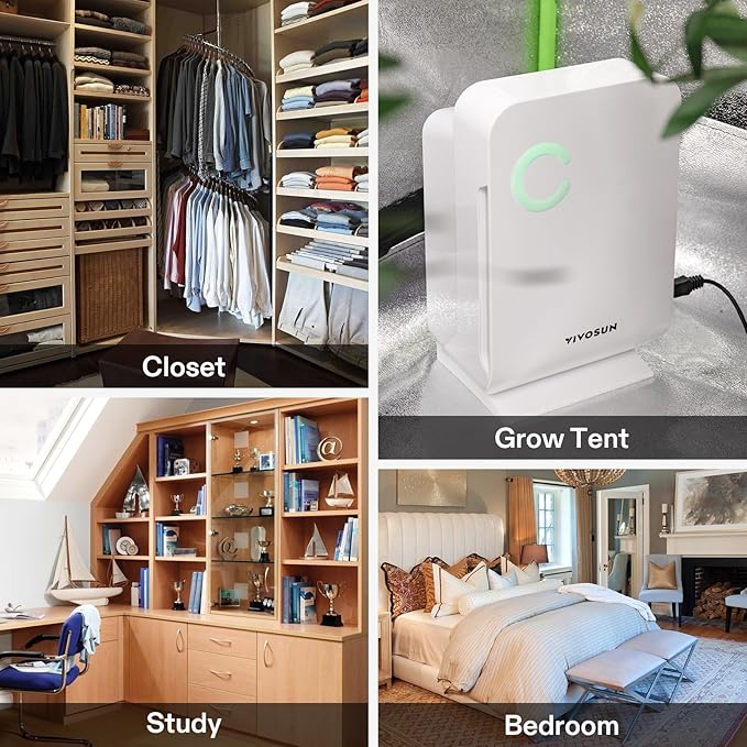 VIVOSUN Small Space Mini Dehumidifier, Ultra-Quiet Auto Shut-off Dehumidifier for Grow Tent, Bedroom, Bathroom, RV, Closet