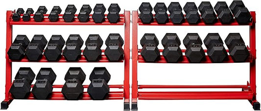 REP Fitness Rubber Hex Dumbbell Set, Adjustable Weight Pairs, Home Gym Equipment, Strength Training For Men Women, Black Coated Grips, Workout Rack Storage Optional, Heavy Lb Free Weights-FlexoryFit