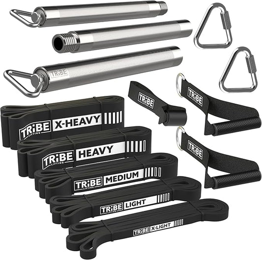 Long Resistance Bands for Working Out Men and Women - Set of 5 Pull-Up Bands, Rubber Handles and Door Anchor - Workout Bands Resistance for Men - Exercise Bands Resistance Bands Set-FlexoryFit